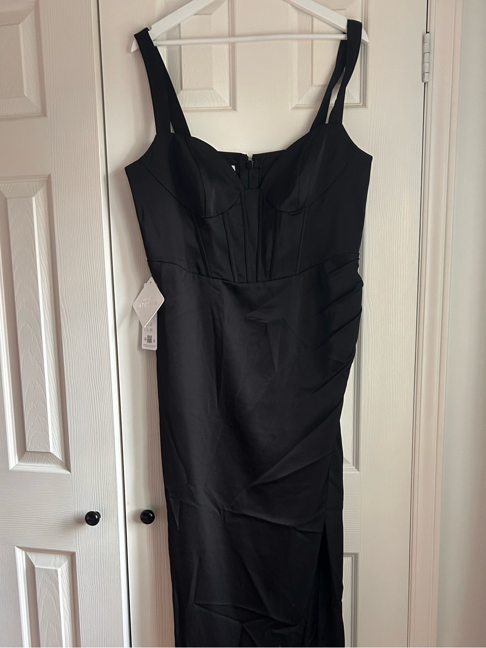 Azazie Black Midi Dress with Bustier Bodice